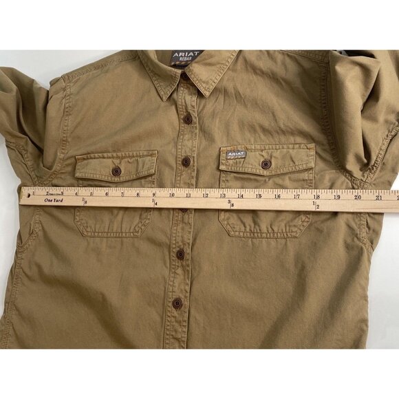Ariat Rebar Washed Twill Long Sleeve Work Shirt Women’s Large Brown - Picture 14 of 16